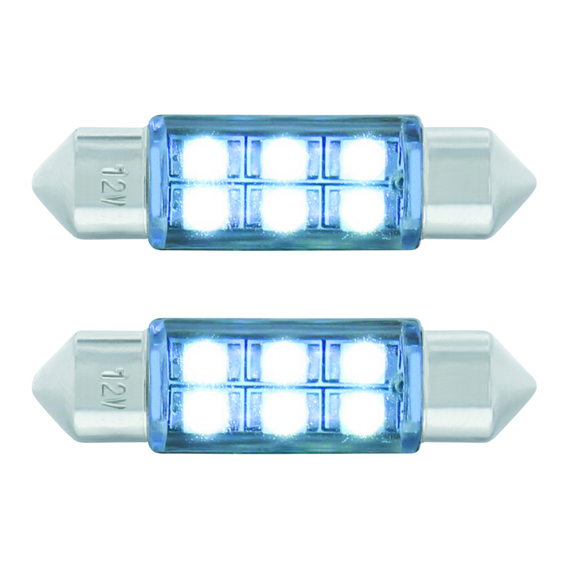 United Pacific 6 SMD High Power Micro LED 6418/6461-36mm Dome Light Bulb White (2-Pack) 36594