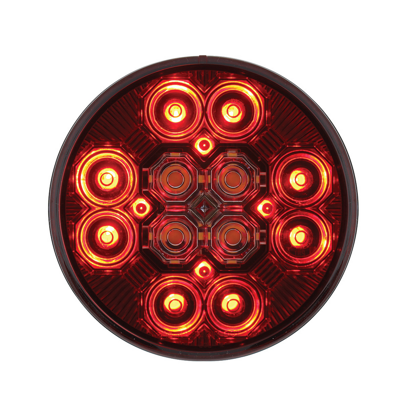 United Pacific 4" Round Combo Light With 12 LED Stop, Turn & Tail & 16 LED Back-Up Red LED/Red Lens 36607