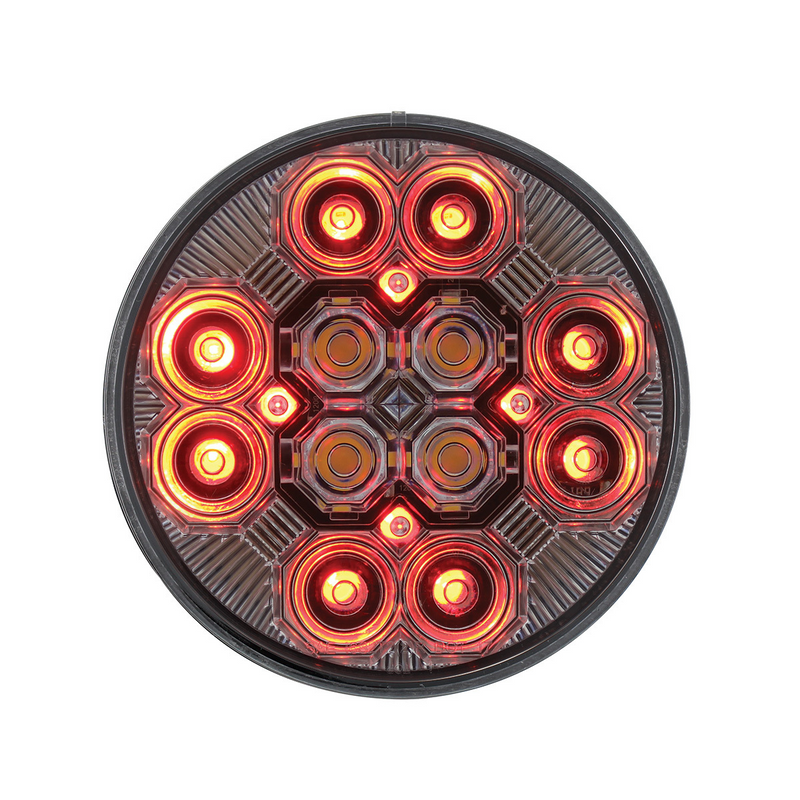 United Pacific 4" Round Combo Light With 12 LED Stop, Turn & Tail & 16 LED Back-Up Red LED/Clear Lens 36608