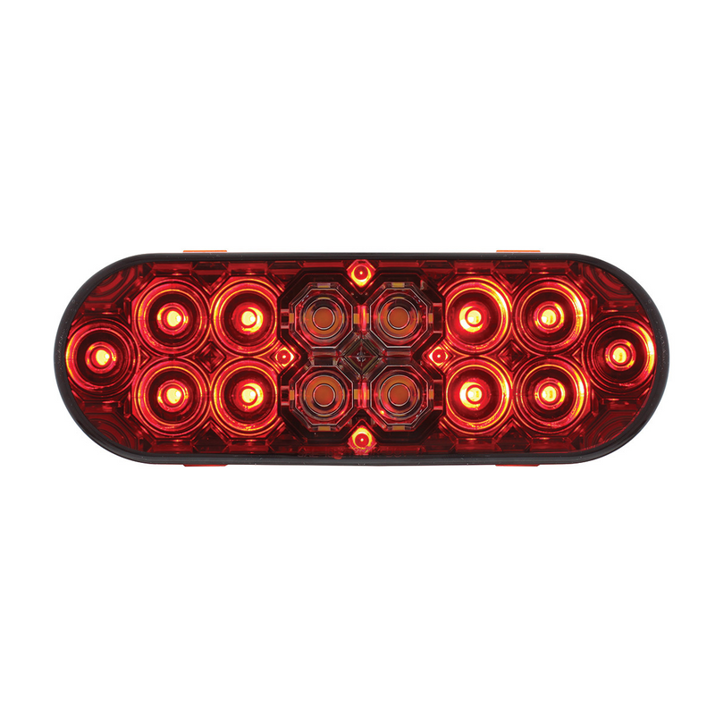 United Pacific 6" Oval Combo Light With 14 LED Stop, Turn & Tail & 16 LED Back-Up -Red LED/Red Lens 36609