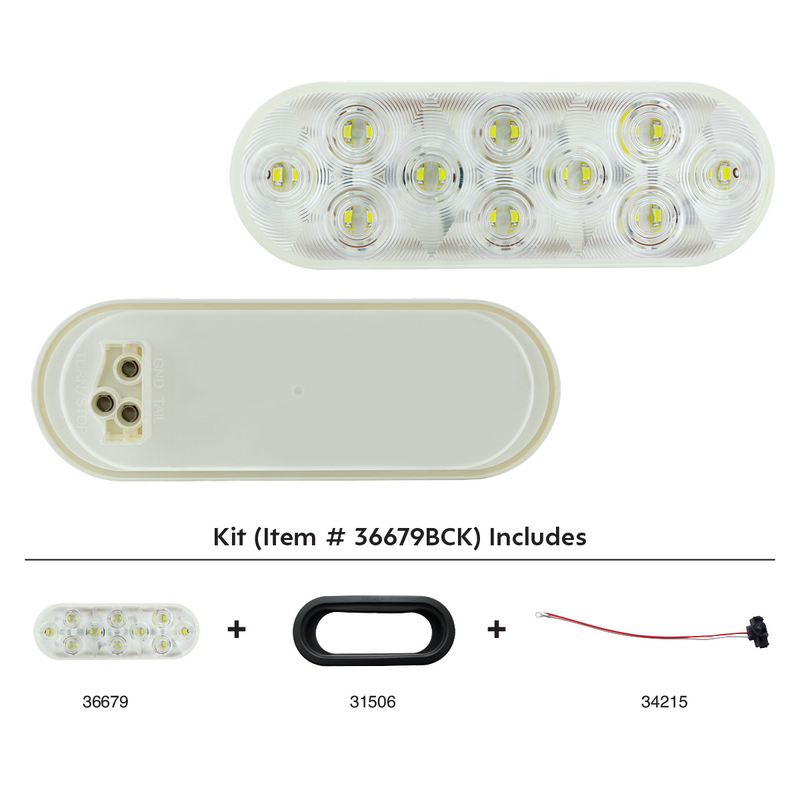 United Pacific 20 LED 6" Oval Back-Up Light Kit Competition Series 36679BCK
