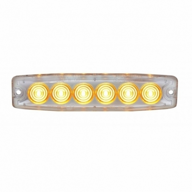United Pacific 6 High Power LED Super Thin Warning Light Amber LED/Clear Lens (Bulk) 36683B