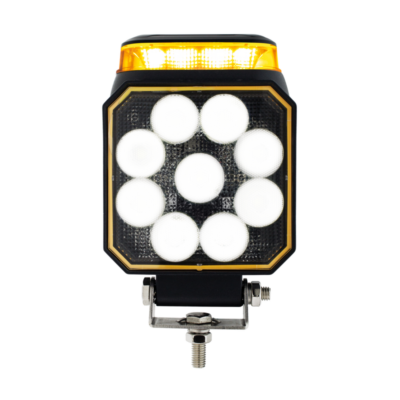 High Power 9 LED Work Light With Amber Strobe Light