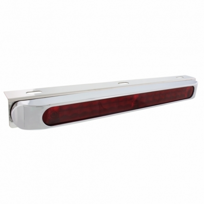 United Pacific Stainless Light Bracket With 19 LED 17" Light Bar & Bezel Red LED/Red Lens 36708