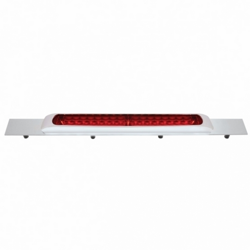 United Pacific Chrome Top Mud Flap Plate With 19 LED 17" Light Bar & Bezel Red LED/Red Lens (Each) 36712