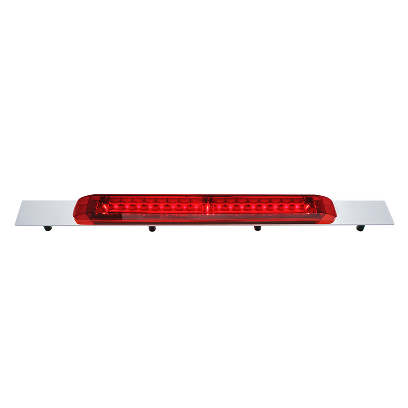 United Pacific Chrome Top Mud Flap Plate With 19 LED 17" Light Bar Red LED/Red Lens (Each) 36713
