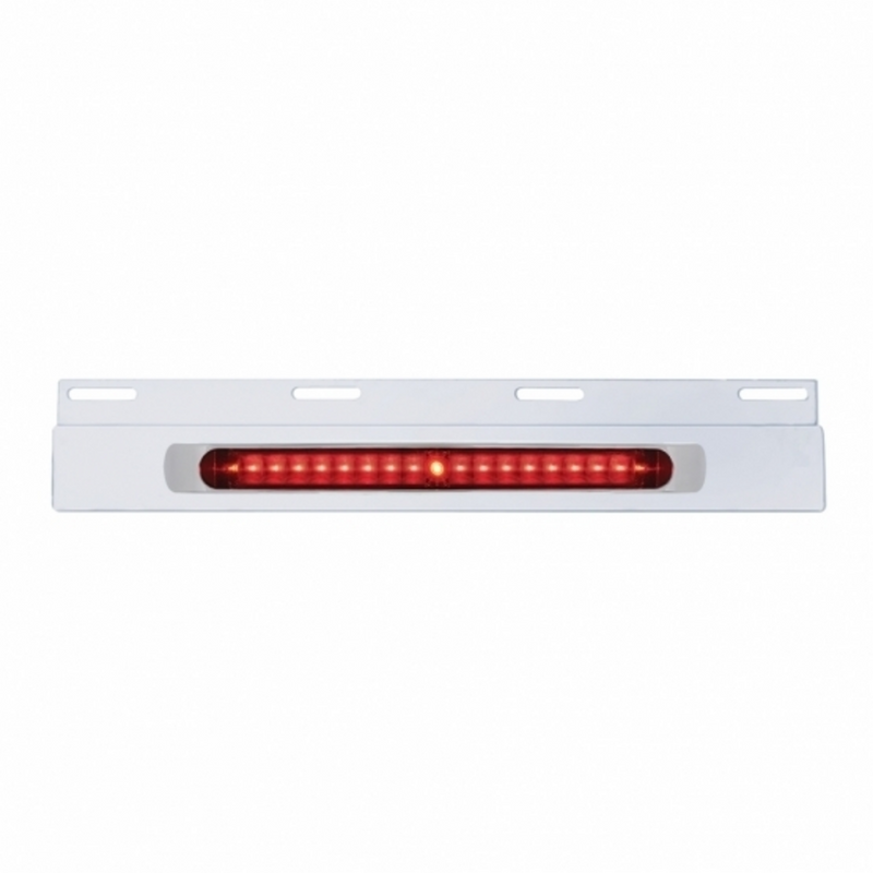 United Pacific Stainless Top Mud Flap Plate With 19 LED 17" Light Bar & Bezel Red LED/Red Lens (Each) 36714