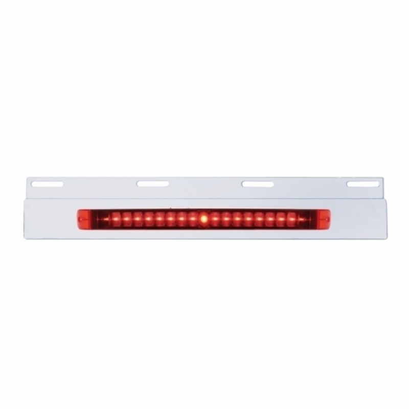 United Pacific Stainless Top Mud Flap Plate With 19 LED 17" Light Bar Red LED/Red Lens (Each) 36715