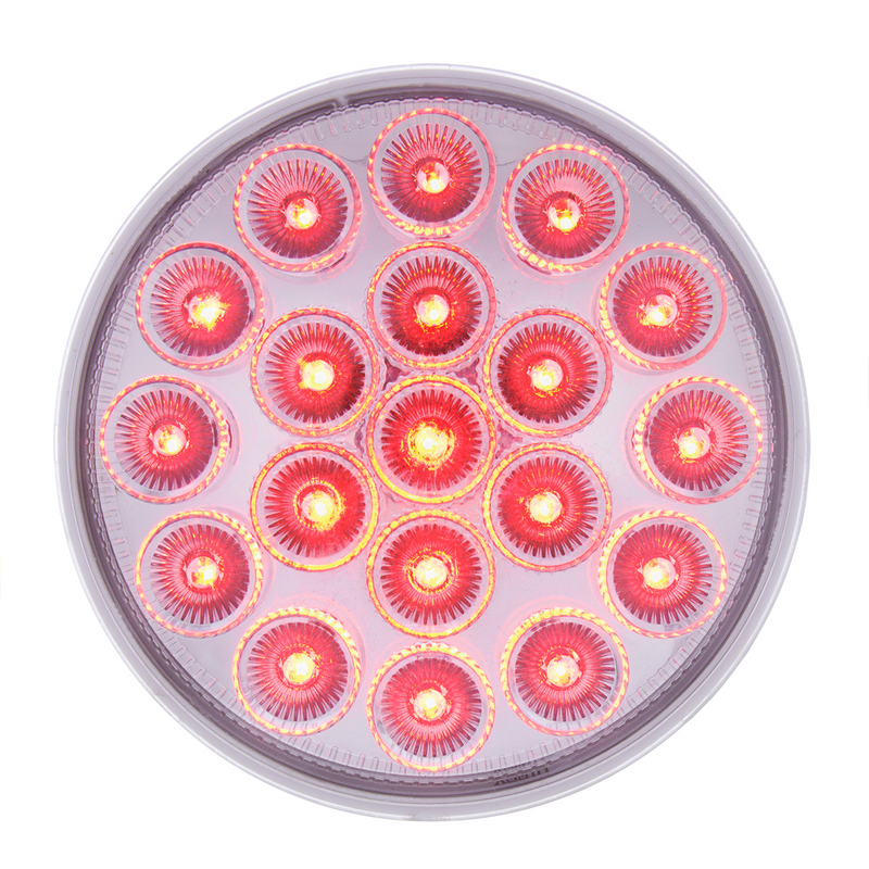 United Pacific 19 LED 4" Round Double Fury Light (Stop, Turn, Tail) With Warning Light Red & Amber LED/Clear Lens 36722