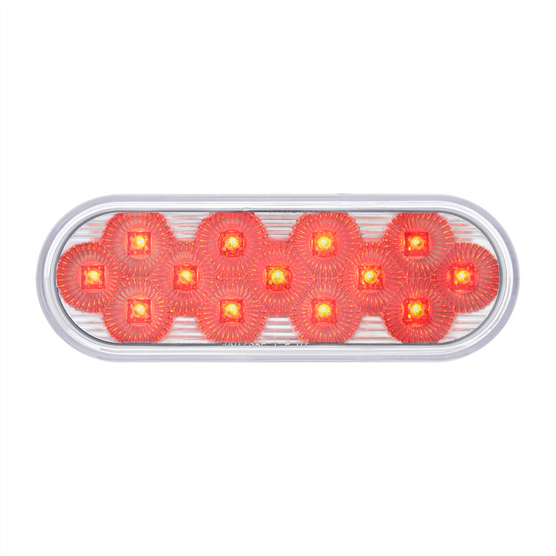 United Pacific 13 LED 6" Oval Double Fury Light (Stop, Turn & Tail) With Warning Light Red & Amber LED/Clear Lens 36723