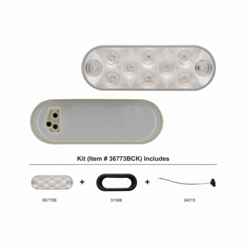 United Pacific 10 LED 6" Oval Utility Light Kit White LED/Clear Lens 36773BCK