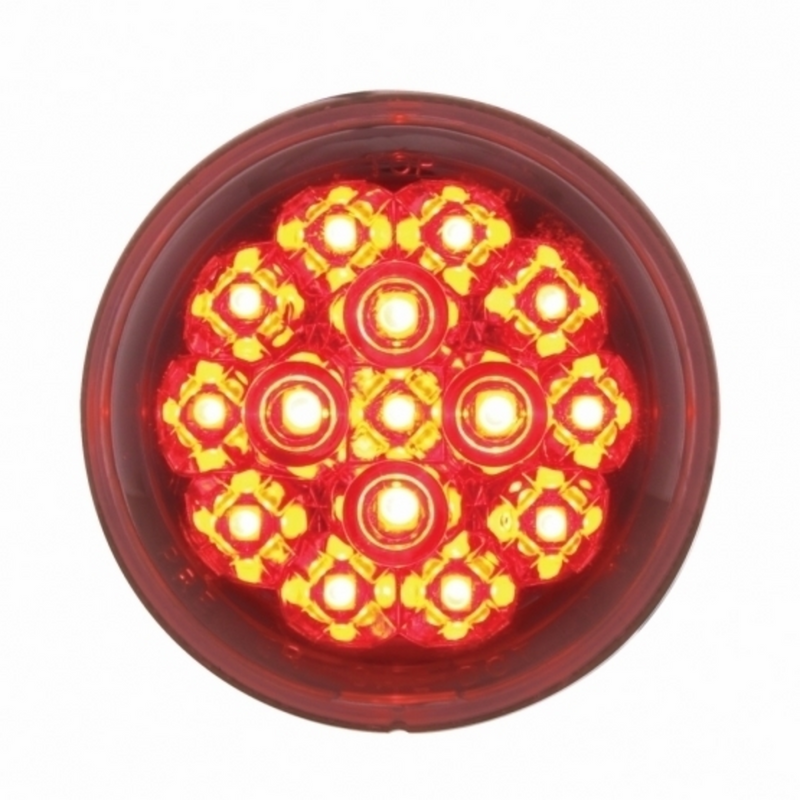 United Pacific 15 LED 2-3/8" Dual Function Signal Light For Harley Motorcycle Red LED/Clear Lens 36776