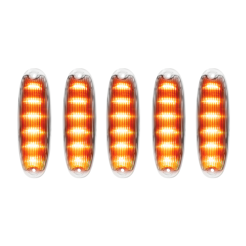 United Pacific 6 Amber LED Cab Lights For 2008-2017 Freightliner Cascadia Clear Lens (5-Pack) 36822