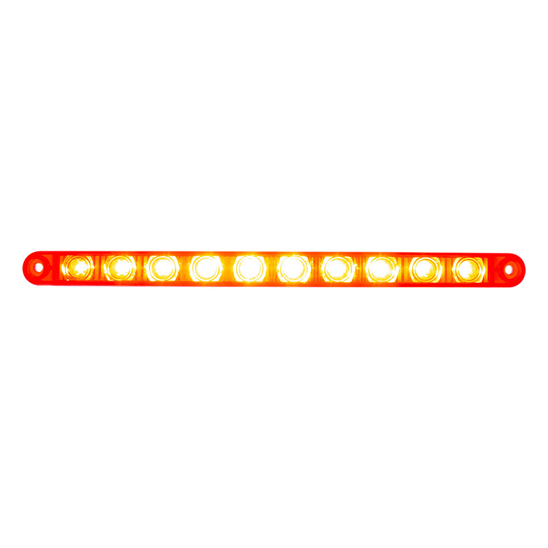 United Pacific 10 LED 9" Split Turn Function Light Bar Red LED/Red Lens (Bulk) 36827B