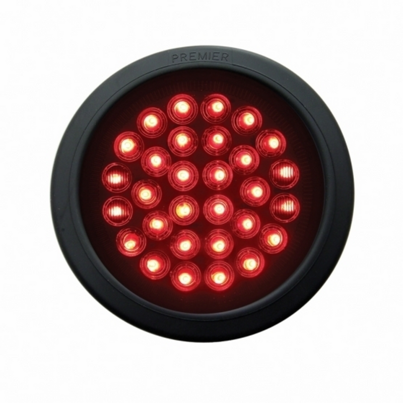 United Pacific 30 LED 4" Round Light Kit (Stop, Turn & Tail) Red LED/Red Lens 36832BRK