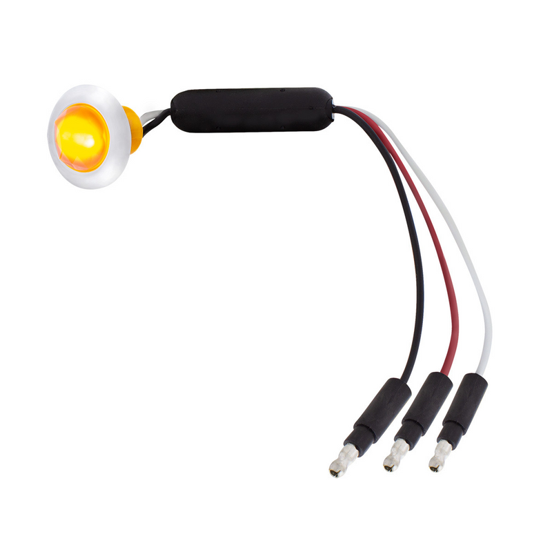 United Pacific 3 LED Dual Function 3/4" Mini Light (Clearance/Marker) With Faceted Crystal Lens-Amber LED/Amber Lens 36869