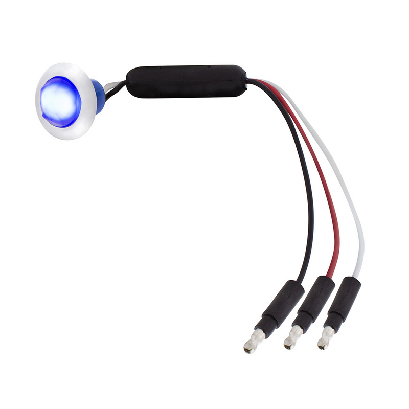 United Pacific 3 LED Dual Function 3/4" Mini Light (Clearance/Marker) With Crystal Lens-Blue LED/Blue Lens 36870