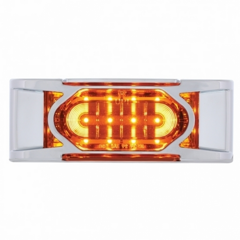 United Pacific 16 LED Reflector Light (Clearance/Marker) With Chrome Bezel Amber LED/Amber Lens 36893