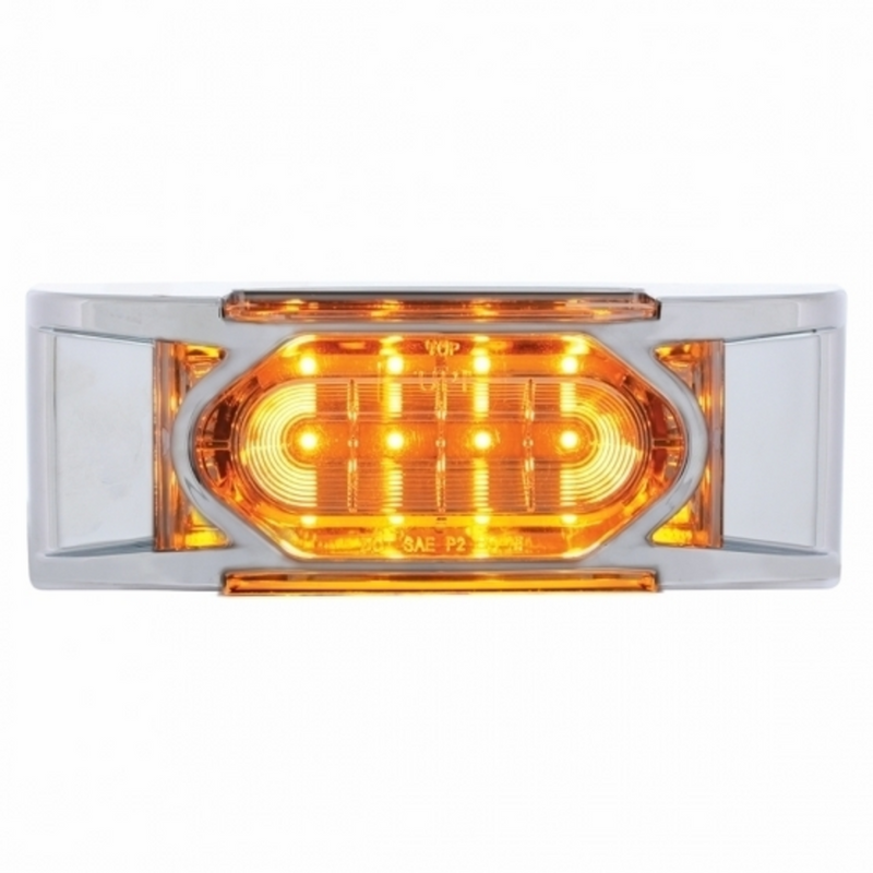 United Pacific 16 LED Reflector Light (Clearance/Marker) With Chrome Bezel Amber LED/Clear Lens 36895