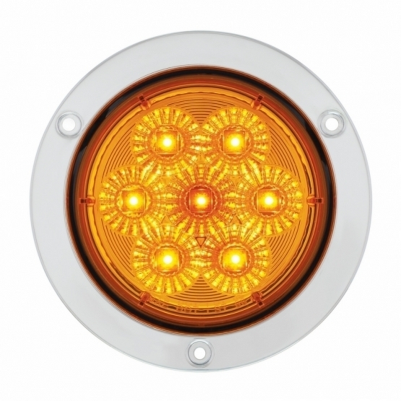 United Pacific 7 LED 4" SS Flange Turn Signal Light Amber LED/Amber Lens 36915