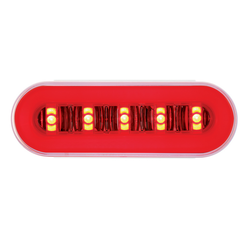 United Pacific 22 LED 6" Oval GloLight With Divider Bar Inner Design (Stop, Turn & Tail) Red LED/Red Insert (Card) 36924