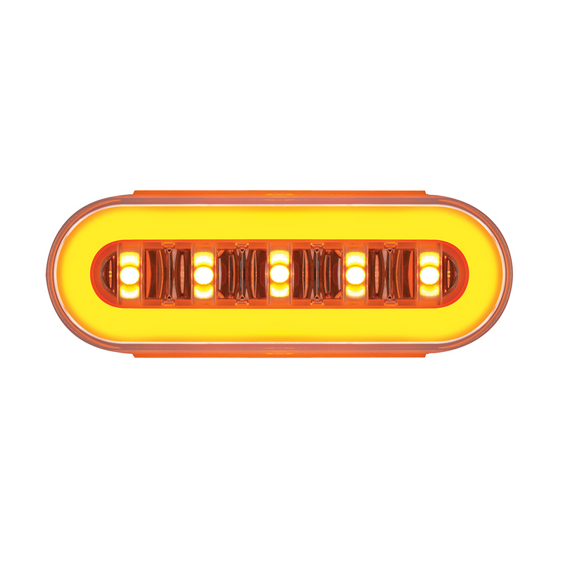 United Pacific 22 LED 6" Oval Clear Lens With Halo Insert GloLight Light Amber LEDs/Amber Insert (Card) 36925