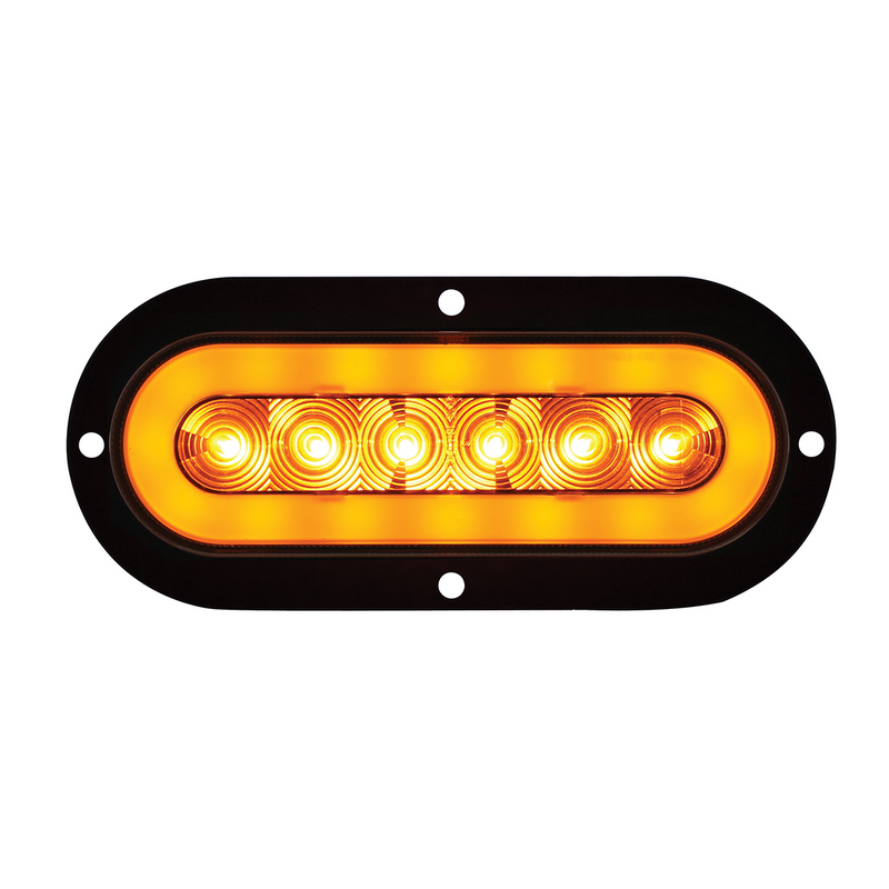 United Pacific 22 LED 6" Oval Flange Mount GloLight (Turn Signal) Amber LED/Amber Lens 36954