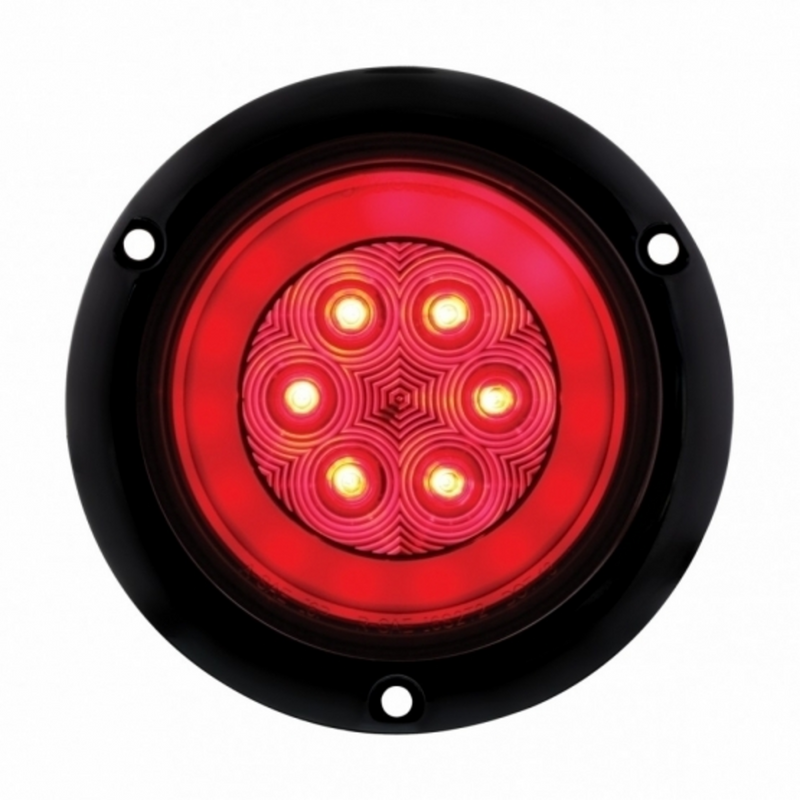 United Pacific 21 LED 4" Round Flange Mount GloLight (Stop, Turn & Tail) Red LED/Red Lens 36957