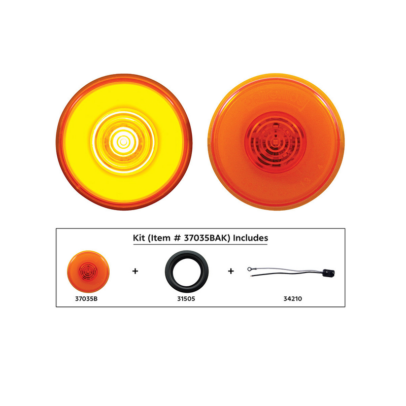 United Pacific 6 LED 2" Round GloLight (Clearance/Marker) Amber LED/Amber Lens (Kit) 37035BAK
