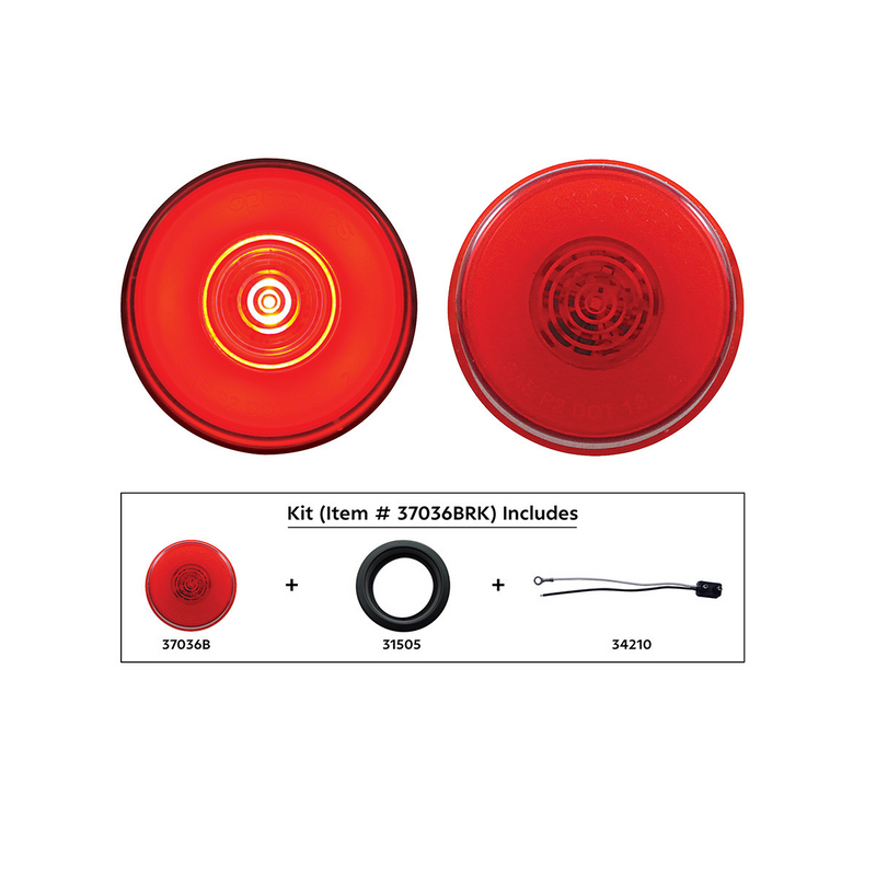 United Pacific 6 LED 2" Round GloLight (Clearance/Marker) Red LED/Red Lens (Kit) 37036BRK