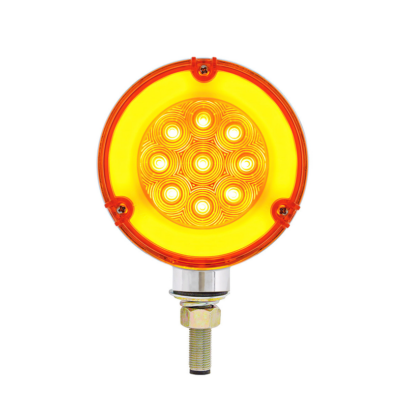 United Pacific GloLight 54 LED Single Stud Double Face Turn Signal Light Amber & Red LED/Clear Lens 37084