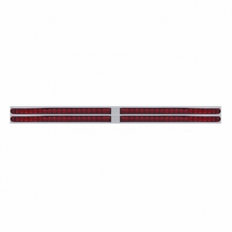 United Pacific Chrome Top Mud Flap Plate With Four 19 LED 24" Reflector Light Bars Red LED/Red Lens (Each) 37113
