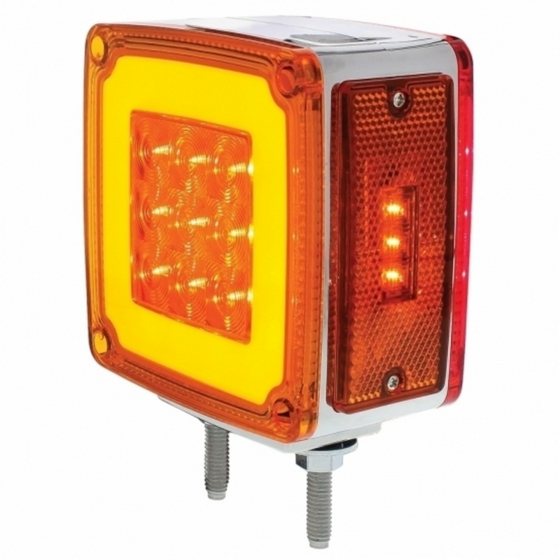 United Pacific GloLight 53 LED Double Stud Double Face Turn Signal With Side Marker-Driver-Amber & Red LED/Amber & Red Lens 37124