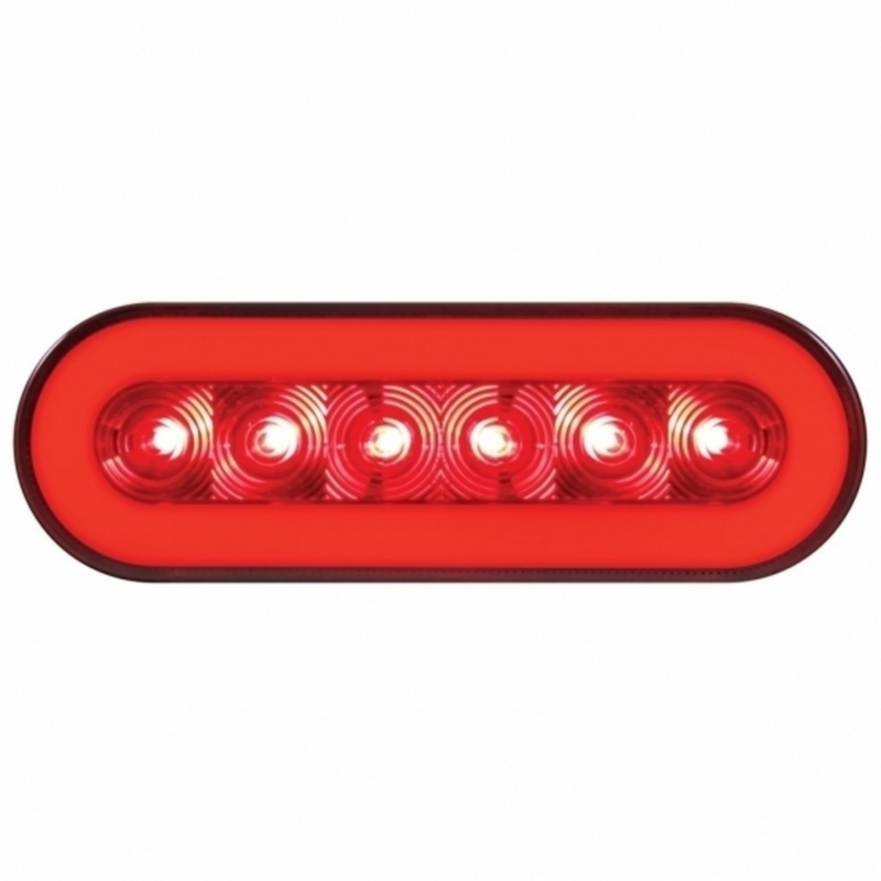 United Pacific 22 LED 6" Oval GloLight (Stop, Turn & Tail) Red LED/Red Lens 37128