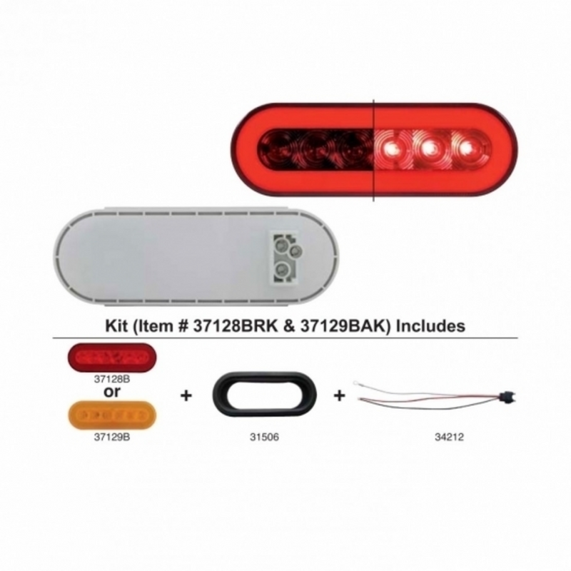 United Pacific 22 LED 6" Oval GloLight Bar Kit (Turn Signal) Amber LED/Amber Lens (Each) 37129BAK