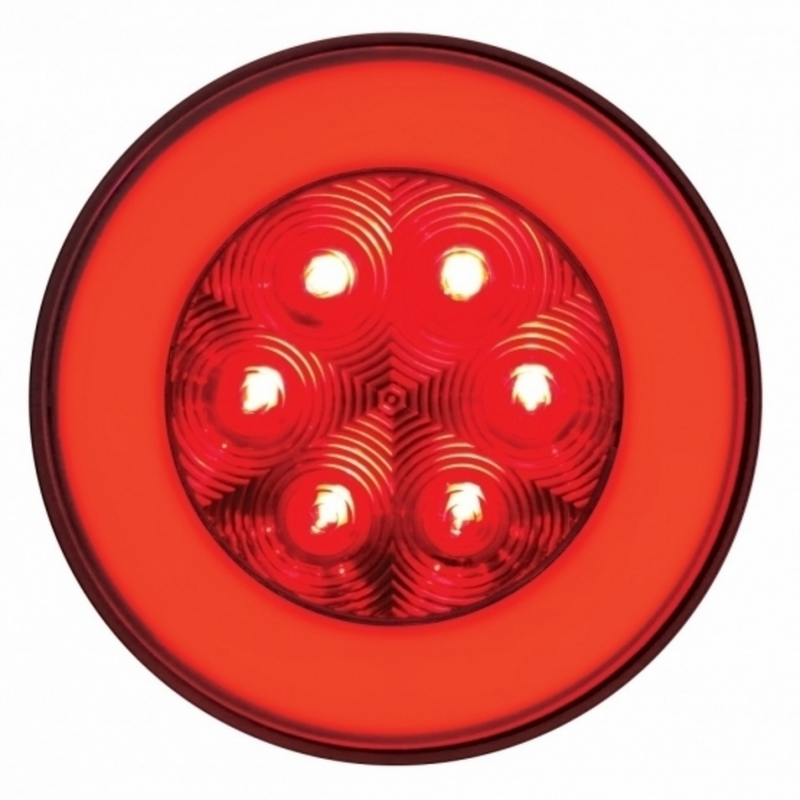 United Pacific 21 LED 4" Round GloLight Kit (Stop, Turn & Tail) Red LED/Red Lens (Bulk) 37132BRK
