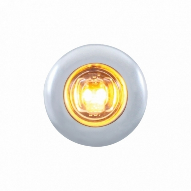 United Pacific 2 LED 3/4" Mini Light With Bezel (Clearance/Marker) Amber LED/Clear Lens 37144