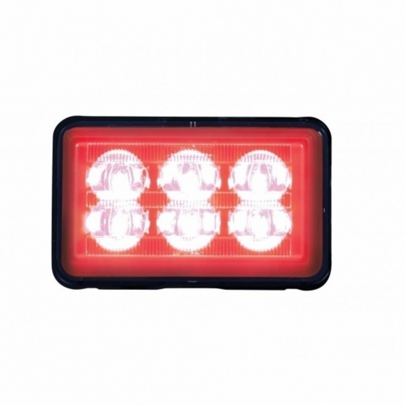 United Pacific 6 High Power LED Rectangular Warning Light With Bracket Red LED (Bulk) 37160B