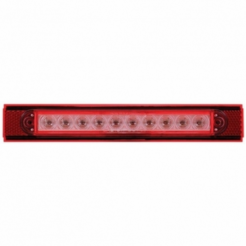 United Pacific 10 LED Conspicuity Reflector Plate Light With Red Reflector Red LED/Clear Lens (Each) 37167