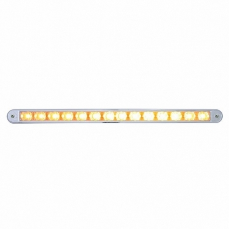 United Pacific 14 LED 12" Auxiliary Warning Light Bar With Bezel Amber LED/Clear Lens 37190