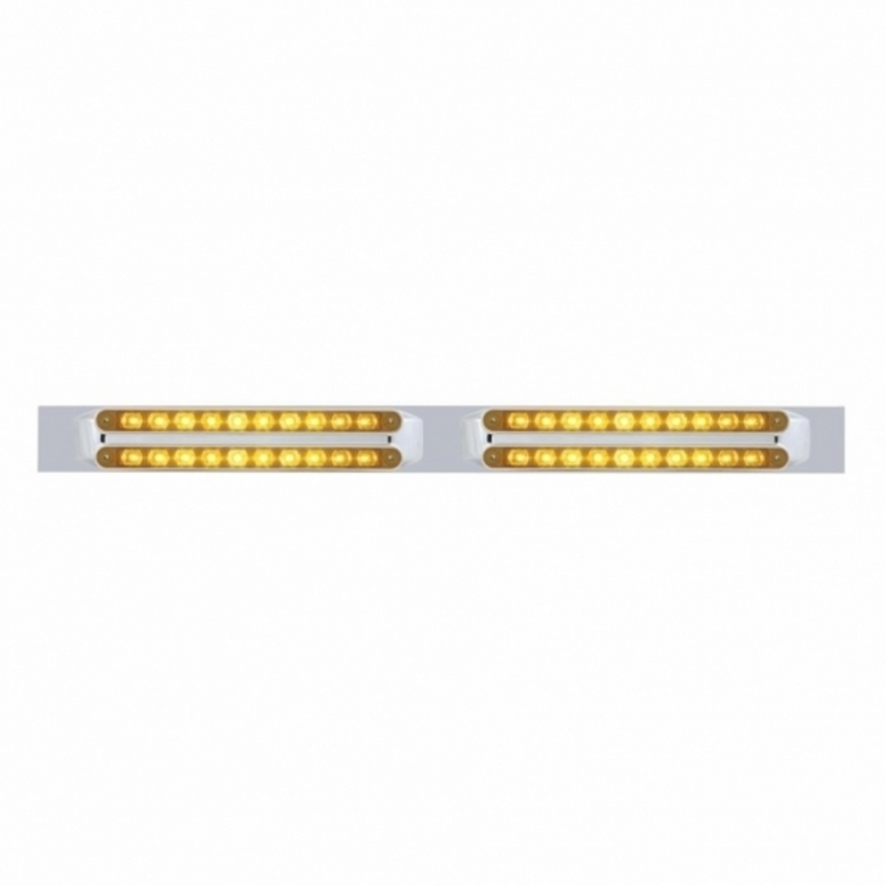 United Pacific Chrome Top Mud Flap Plate With Four 10 LED 9" Light Bars Amber LED/Amber Lens (Each) 37206