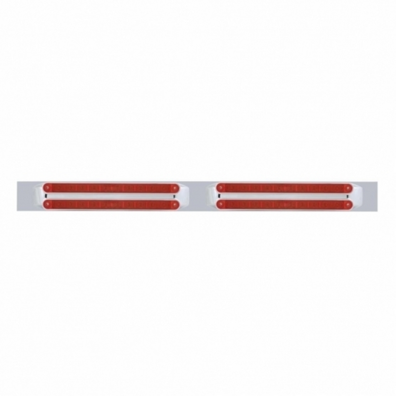United Pacific Chrome Top Mud Flap Plate With Four 10 LED 9" Light Bars Red LED/Red Lens (Each) 37207