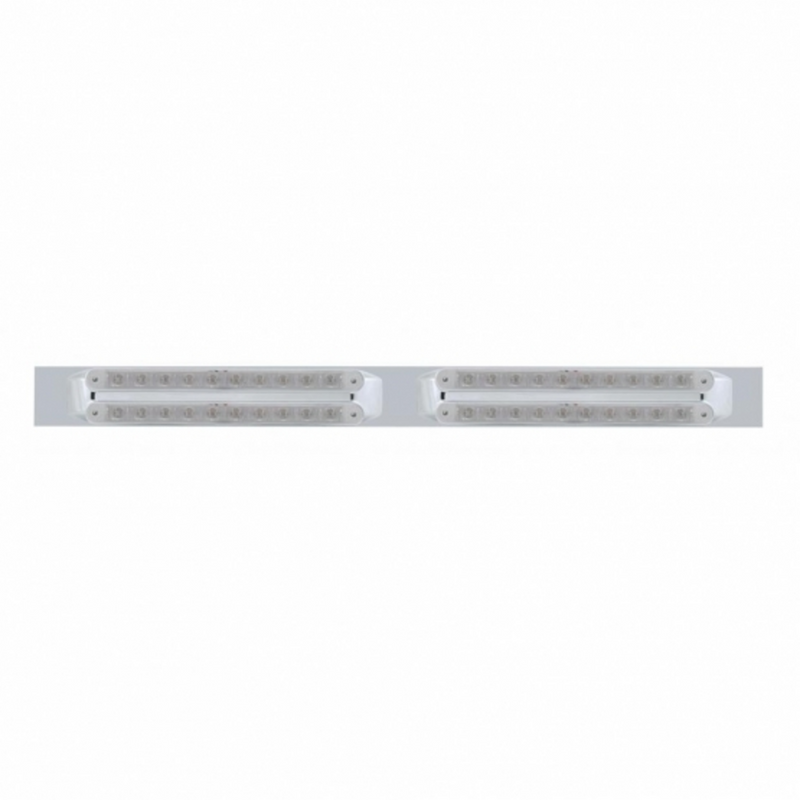 United Pacific Chrome Top Mud Flap Plate With Four 10 LED 9" Light Bars Red LED/Clear Lens (Each) 37209