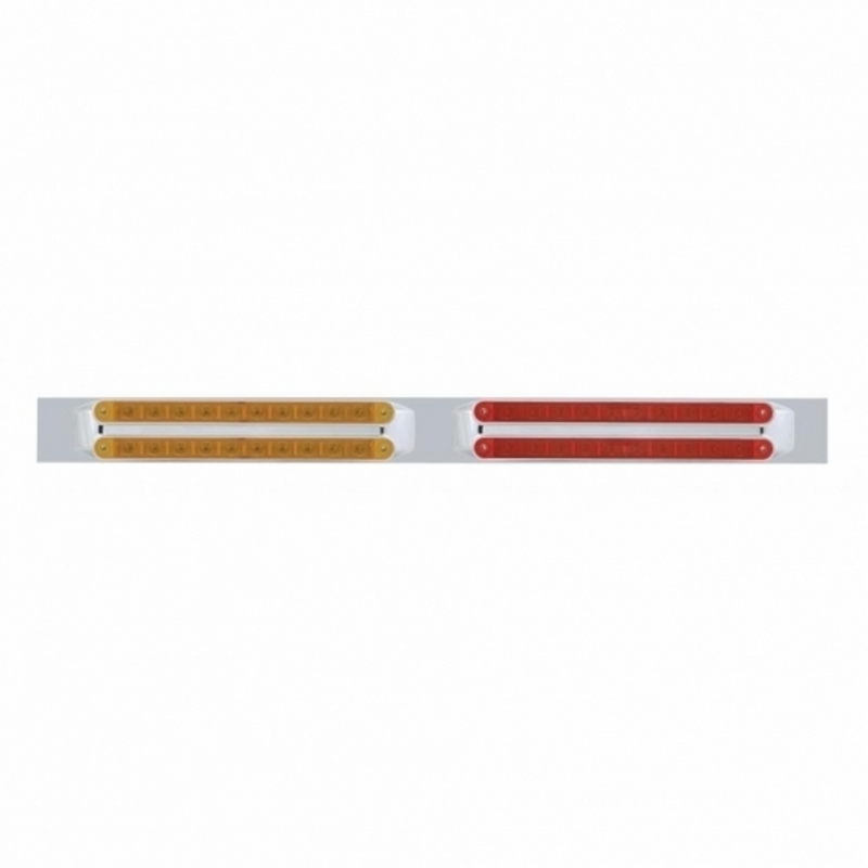 United Pacific Chrome Top Mud Flap Plate With Four 10 LED 9" Light Bars Amber & Red LED/Amber & Red Lens (Each) 37210
