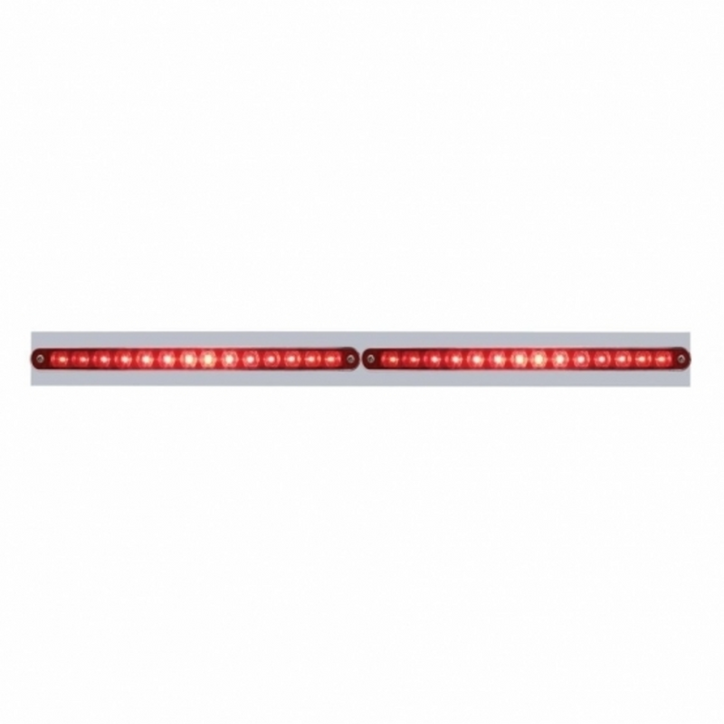 United Pacific Chrome Top Mud Flap Plate With Two 14 LED 12" Light Bars Red LED/Red Lens (Each) 37217