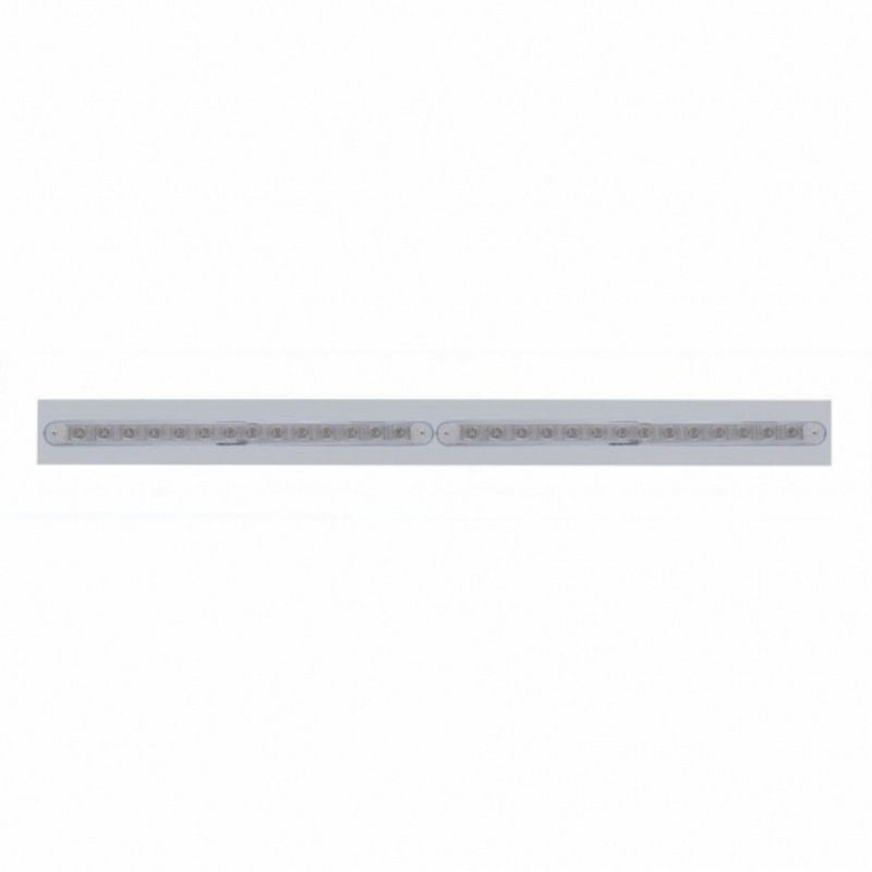 United Pacific Chrome Top Mud Flap Plate With Two 14 LED 12" Light Bars Red LED/Clear Lens (Each) 37218