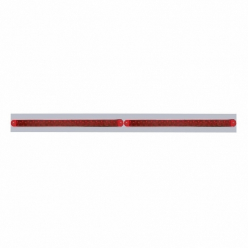 United Pacific Chrome Top Mud Flap Plate With Two 19 LED 12" Reflector Light Bars Red LED/Red Lens (Each) 37220