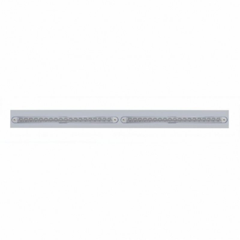 United Pacific Chrome Top Mud Flap Plate With Two 19 LED 12" Reflector Light Bars Red LED/Clear Lens (Each) 37221