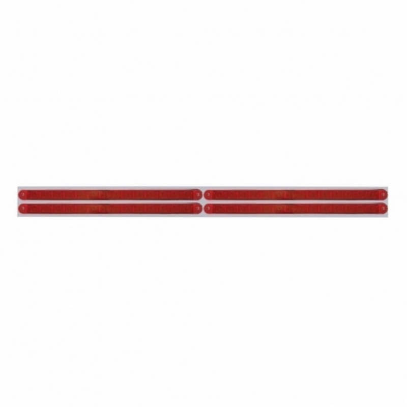 United Pacific Chrome Top Mud Flap Plate With Four 14 LED 12" Light Bars Red LED/Red Lens (Each) 37222