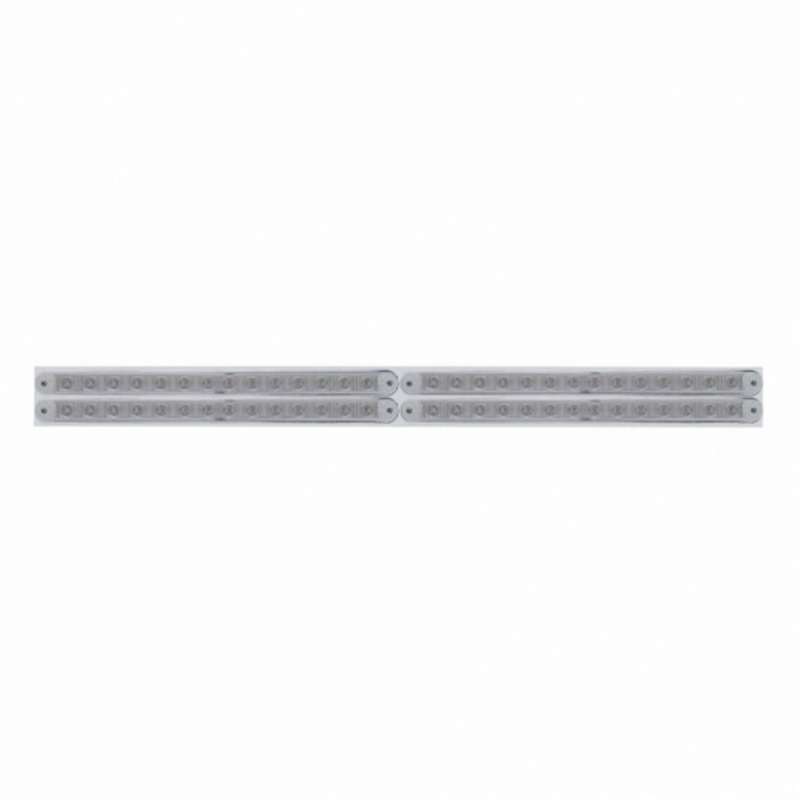 United Pacific Chrome Top Mud Flap Plate With Four 14 LED 12" Light Bars Red LED/Clear Lens (Each) 37223